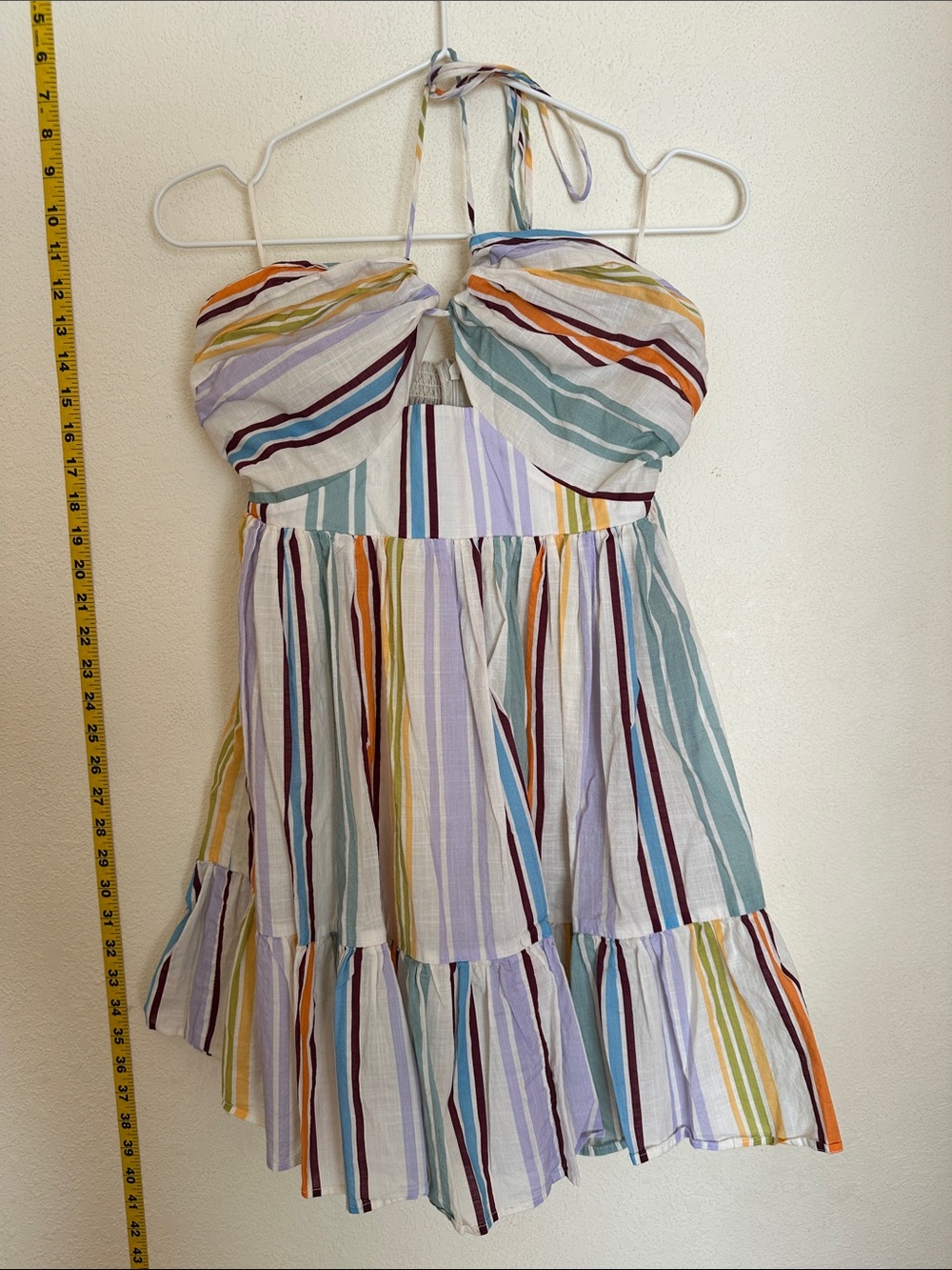 Striped Multicolor Halter Mini Dress - Women